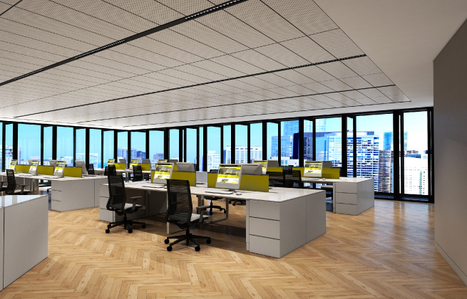 Room related office lighting concept example