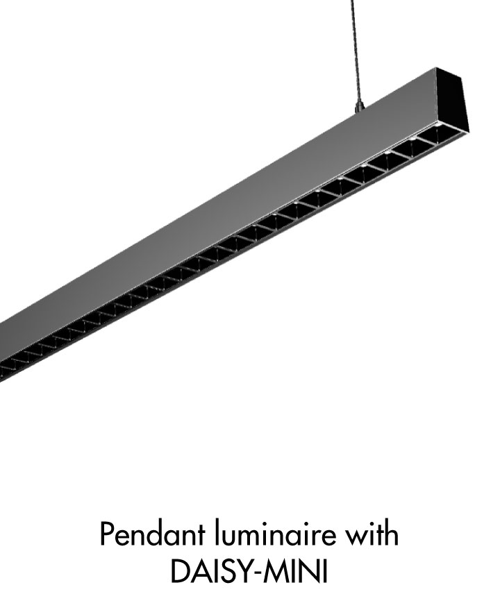 Pendant luminaire example with DAISY-MINI dark light optic